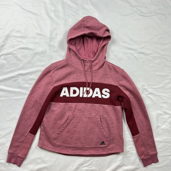 adidas Tops - Adidas Sweater Women Small Pink Maroon White Hoodie Sweatshirt Ladies Small